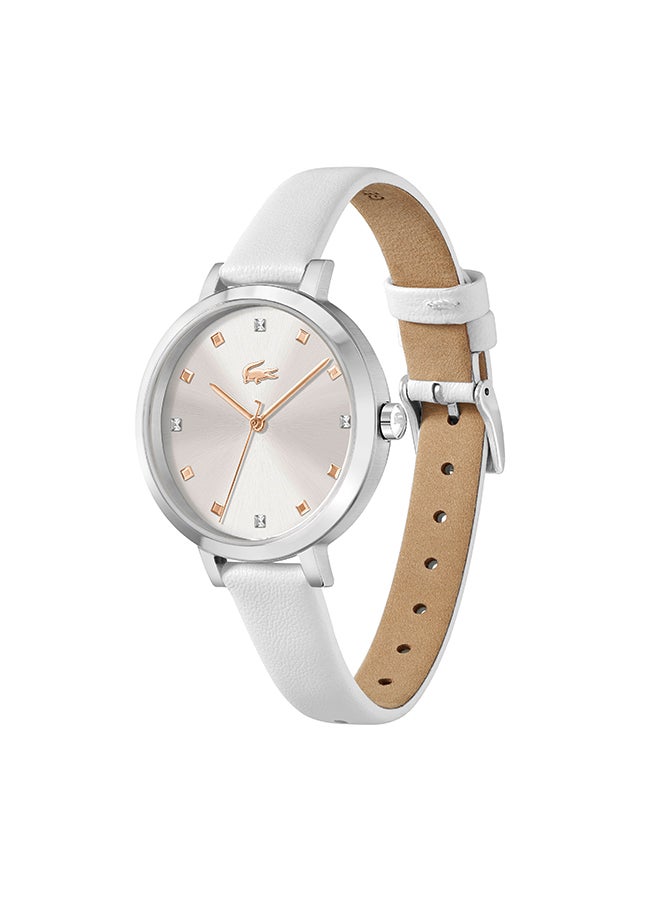 Women's Analog Round Shape Leather Wrist Watch 2001366 - 34 Mm