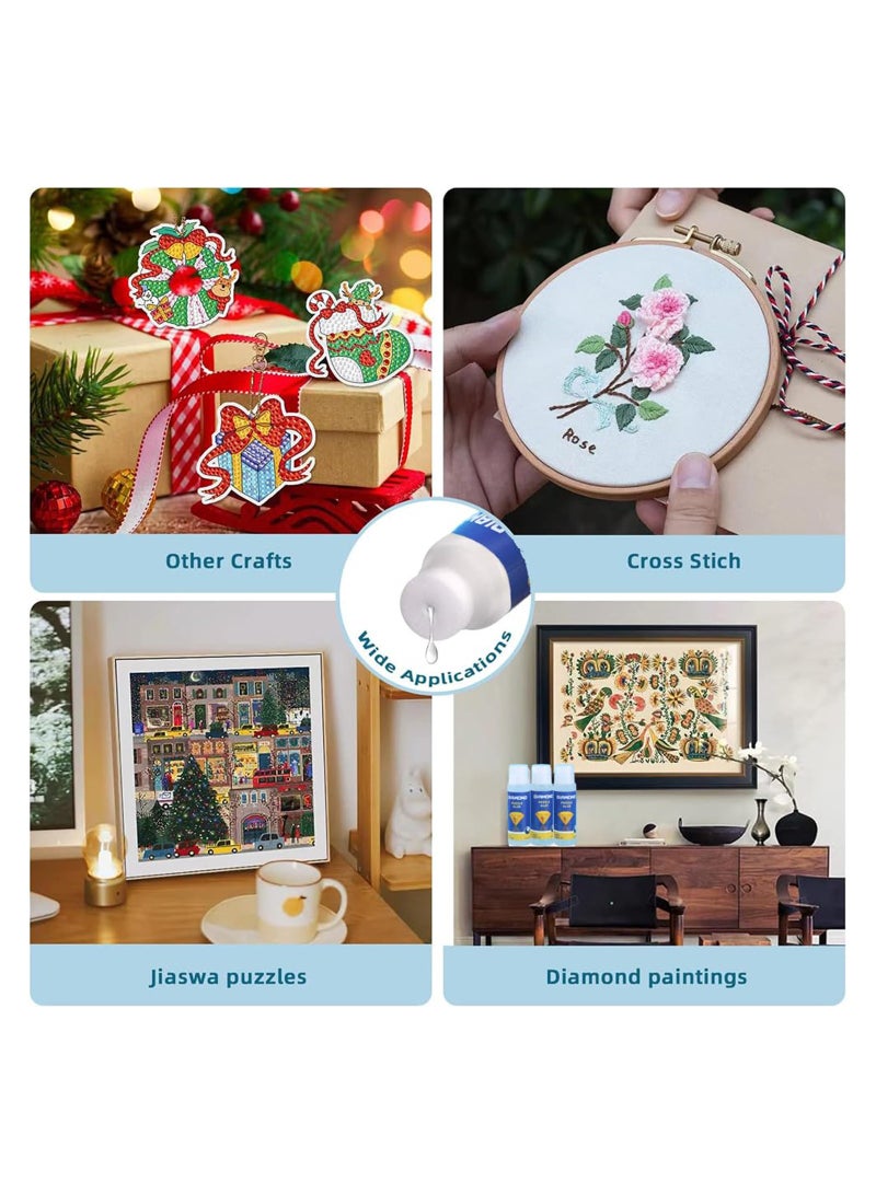 2PCS Diamond Painting Glue Sealing Wax Jigsaw Adhesive 240ML Diamond Painting Sealer Permanent Fixing and Glittering Effect Diamond Handicrafts Brightening Prevents Shedding Comes with Sponge Tip