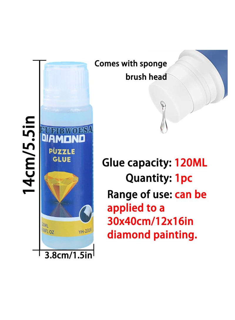 2PCS Diamond Painting Glue Sealing Wax Jigsaw Adhesive 240ML Diamond Painting Sealer Permanent Fixing and Glittering Effect Diamond Handicrafts Brightening Prevents Shedding Comes with Sponge Tip