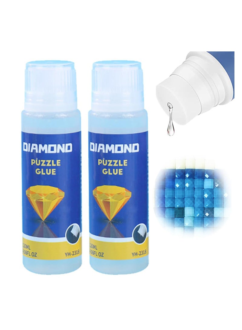 2PCS Diamond Painting Glue Sealing Wax Jigsaw Adhesive 240ML Diamond Painting Sealer Permanent Fixing and Glittering Effect Diamond Handicrafts Brightening Prevents Shedding Comes with Sponge Tip