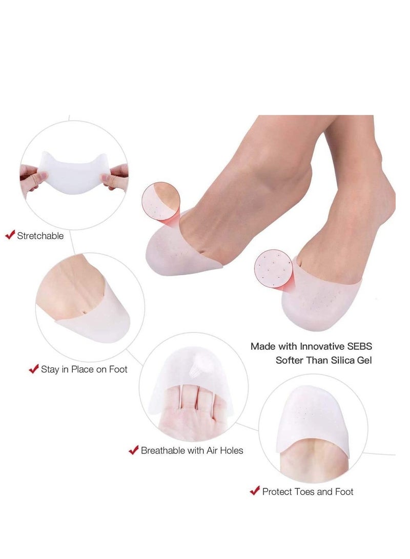 Silicone Gel Toe Caps,  Soft Silicone Gel Toe Protectors Covers Toe Caps Metatarsal Pads Ballet Pointe Pads with Forefoot Cushion Ballet Pointe Dance High Heel Shoe Pads, 2 Pairs
