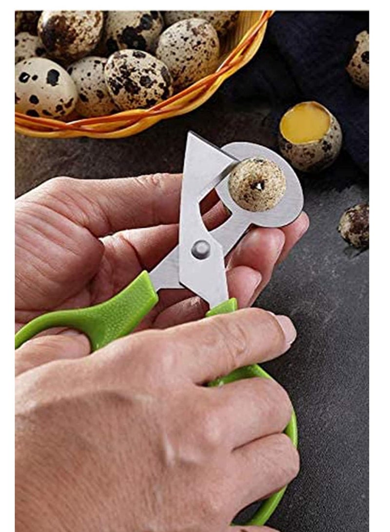 2pcs Stainless Steel P IGeon Quail Egg Scissors, Bird Egg Cutter Opener, Shears Tool for Home Kitchen, Green
