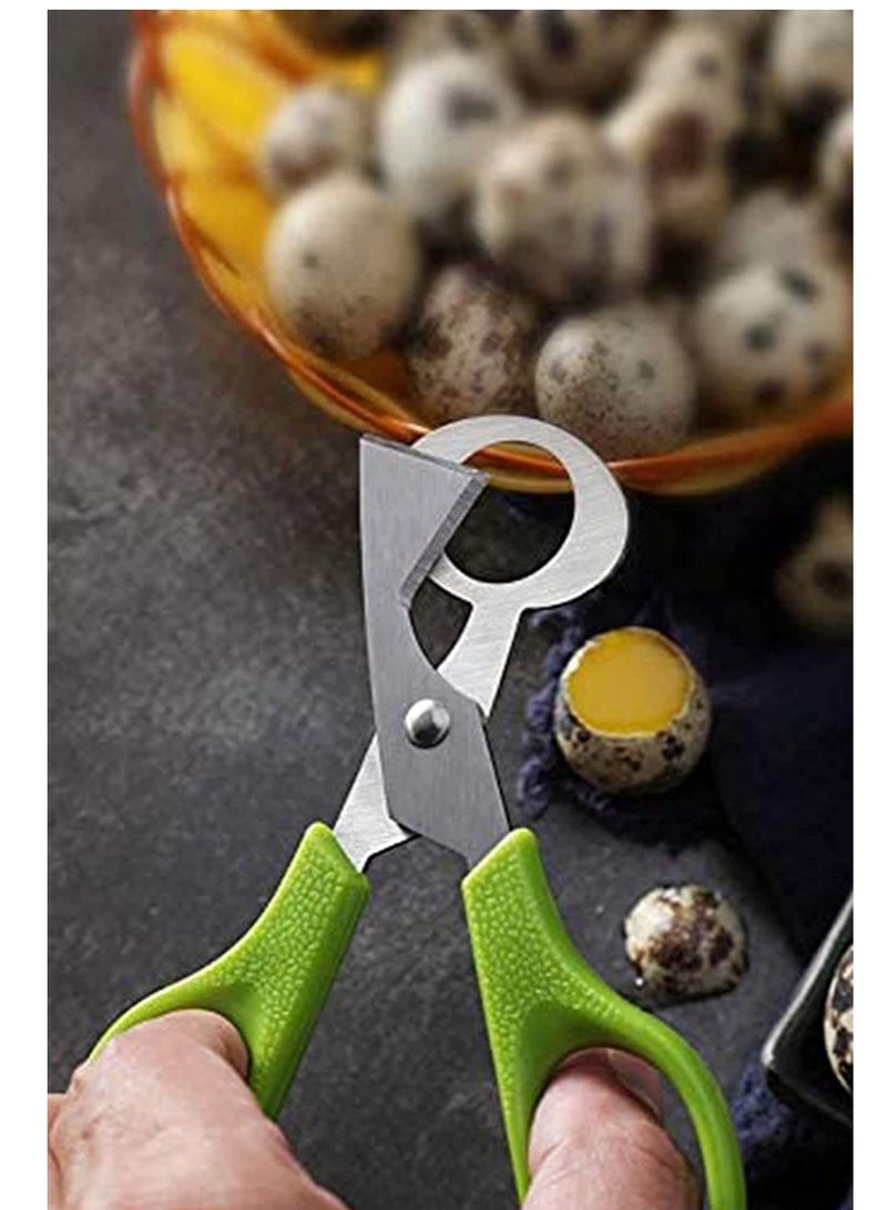2pcs Stainless Steel P IGeon Quail Egg Scissors, Bird Egg Cutter Opener, Shears Tool for Home Kitchen, Green