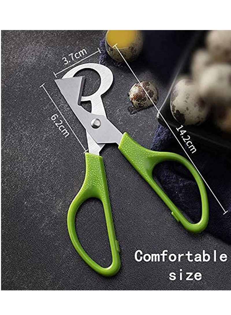 2pcs Stainless Steel P IGeon Quail Egg Scissors, Bird Egg Cutter Opener, Shears Tool for Home Kitchen, Green