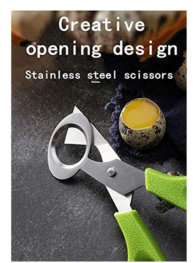 2pcs Stainless Steel P IGeon Quail Egg Scissors, Bird Egg Cutter Opener, Shears Tool for Home Kitchen, Green