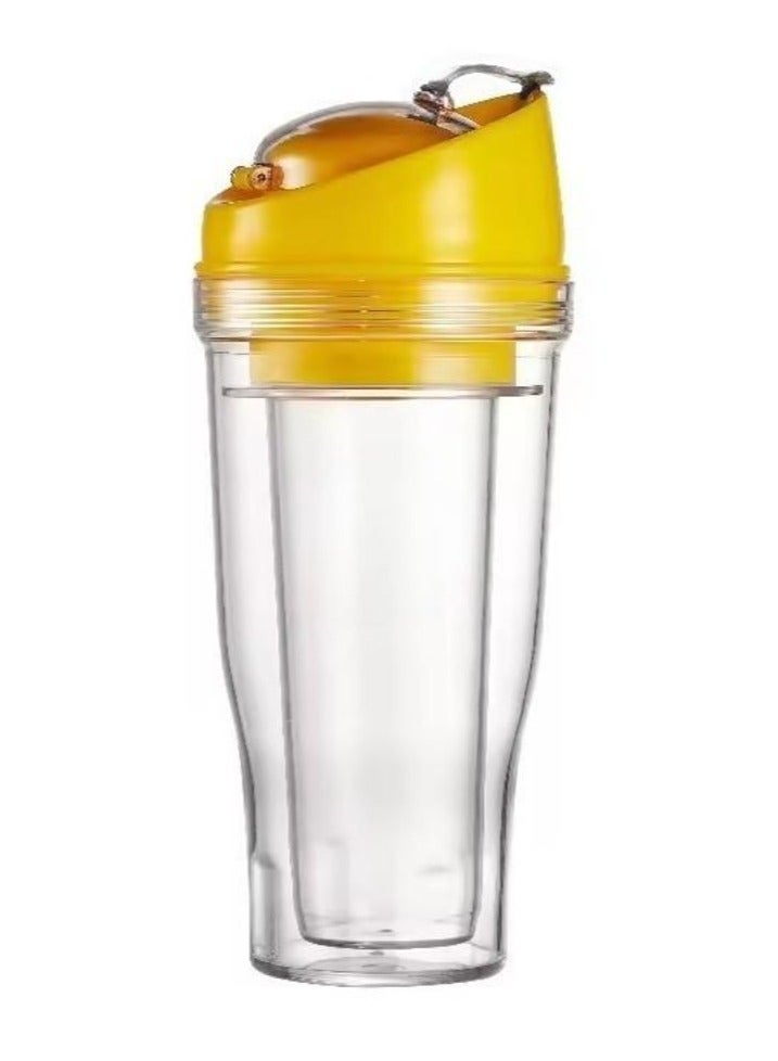 A portable cereal cup with no spoon, no bowl, it's cereal on the go ( Yellow )