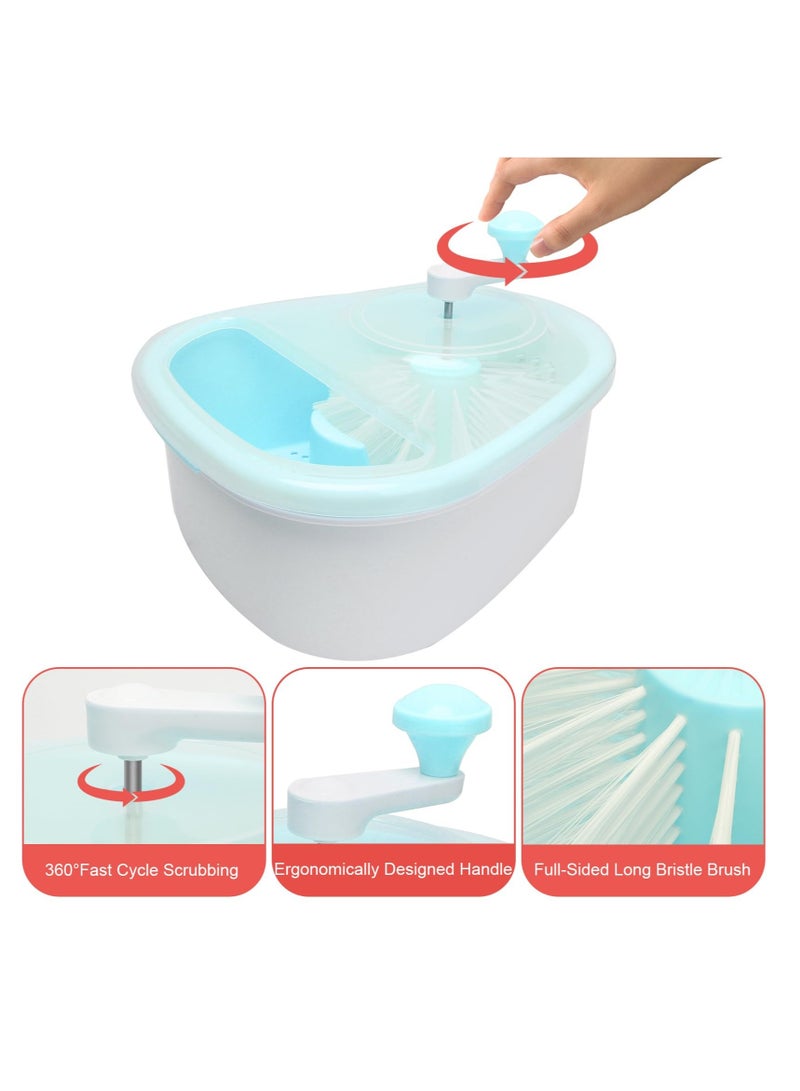 Fruit and Vegetable Washing Machine, Fruit Cleaner Spinner, Fruit Washer Spinner with Brush, Multifunctional Fruit and Vegetable Scrubber, Salad Spinner (Blue)