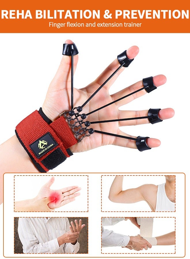 60 LB Finger Exerciser Finger Stretcher Finger Resistance Band, Strength Trainer Reverse Grip Strengthener Climbing Exercise Equipment Finger Extensor Strengthener for Wrist Hand