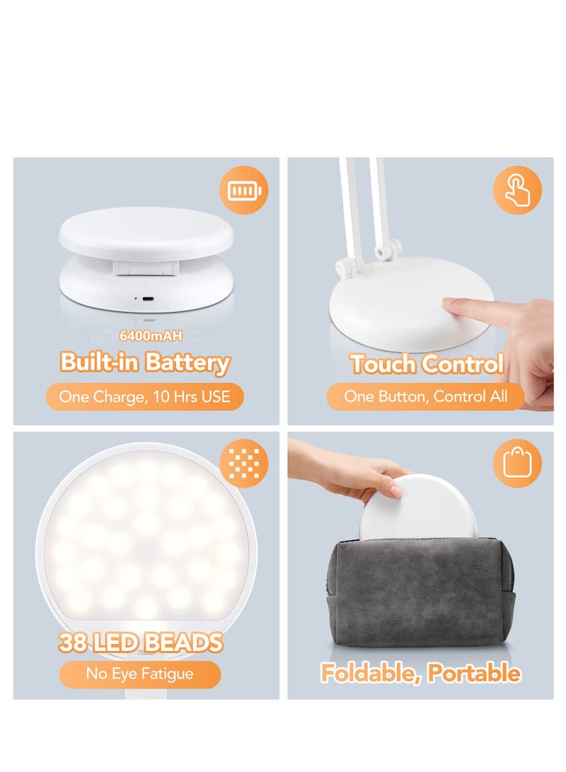 Battery Operated Lamp Small Desk Lamp Foldable & Portable Light,8 Brightness Rechargeable Lamp Wireless Lamp Mini Lamp,Dimmable Battery Powered Lamp Cute Desk Lamp,Battery Operated Lamp Portable Light