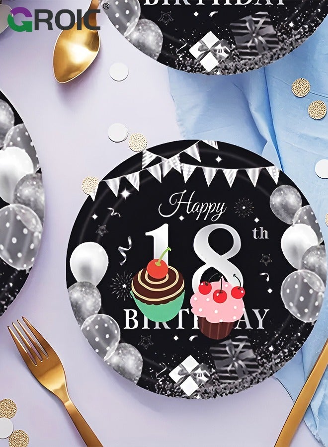 116 Pcs Birthday Party Supplies and Decorations Pack, 18 Years Old Theme Party Decoration, Include Knives, Forks, Spoons, Plates, Napkins, Cups for 18 Years Old Birthday Party Decorations