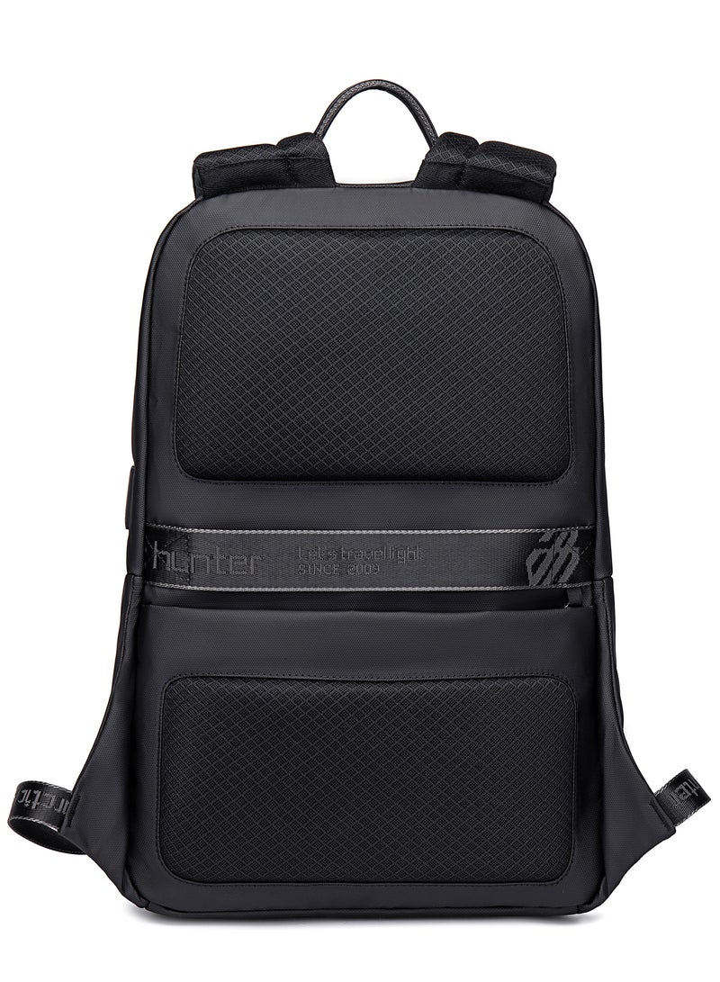 Laptop Backpack Casual Waterproof Travel Bag with Luggage Strap for Men and Women B00423 Black