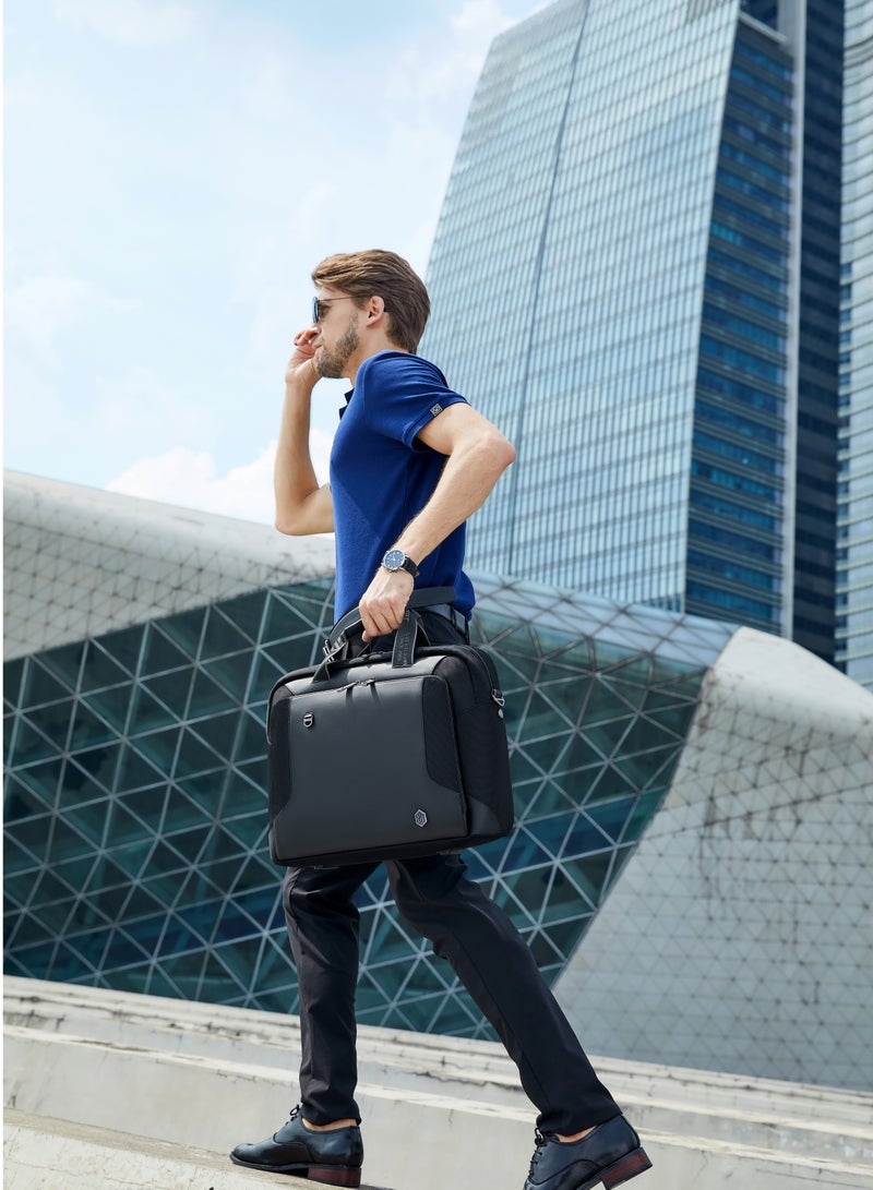Shoulder Laptop Bag Anti Theft 15.6 Inch Laptop Compartmented Messenger Bag with Adjustable Shoulder Strap for Men and Women GW0004 Black