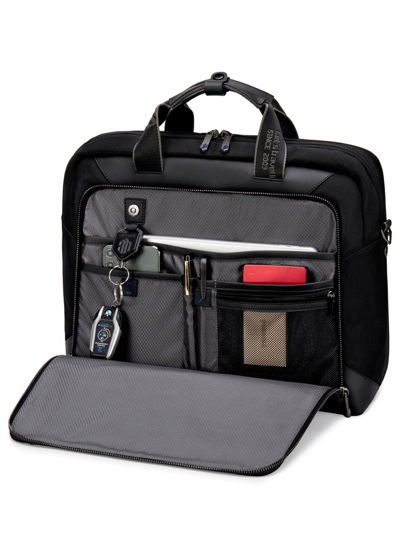 Shoulder Laptop Bag Anti Theft 15.6 Inch Laptop Compartmented Messenger Bag with Adjustable Shoulder Strap for Men and Women GW0004 Black