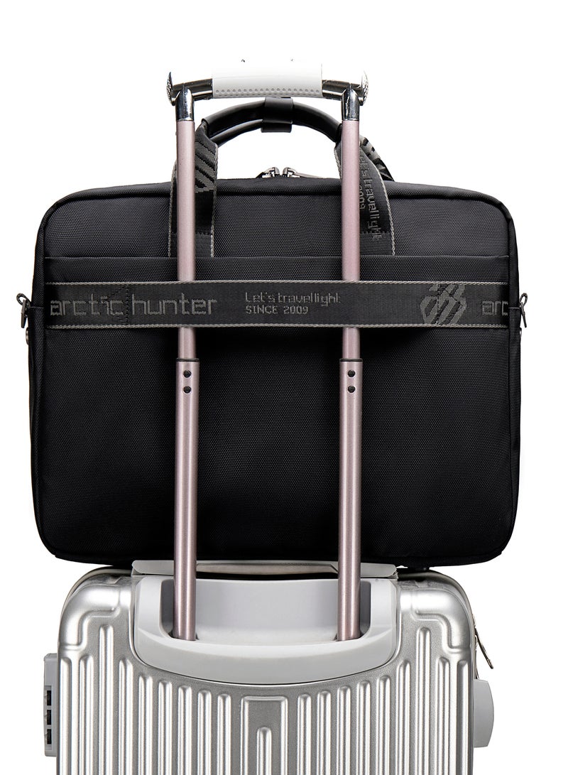 Shoulder Laptop Bag Anti Theft 15.6 Inch Laptop Compartmented Messenger Bag with Adjustable Shoulder Strap for Men and Women GW0004 Black