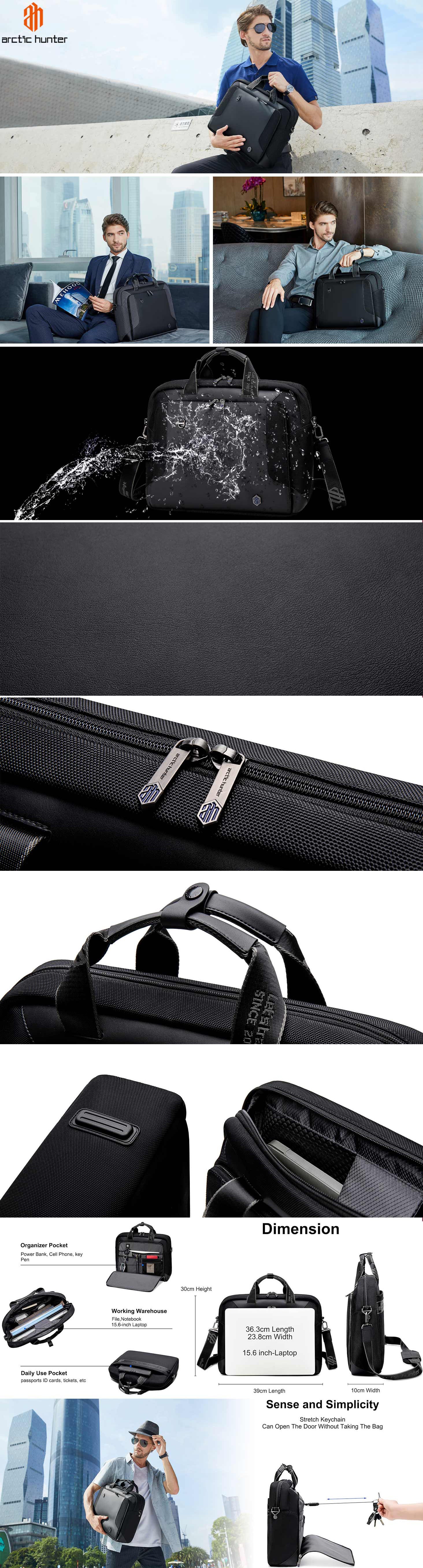 Shoulder Laptop Bag Anti Theft 15.6 Inch Laptop Compartmented Messenger Bag with Adjustable Shoulder Strap for Men and Women GW0004 Black
