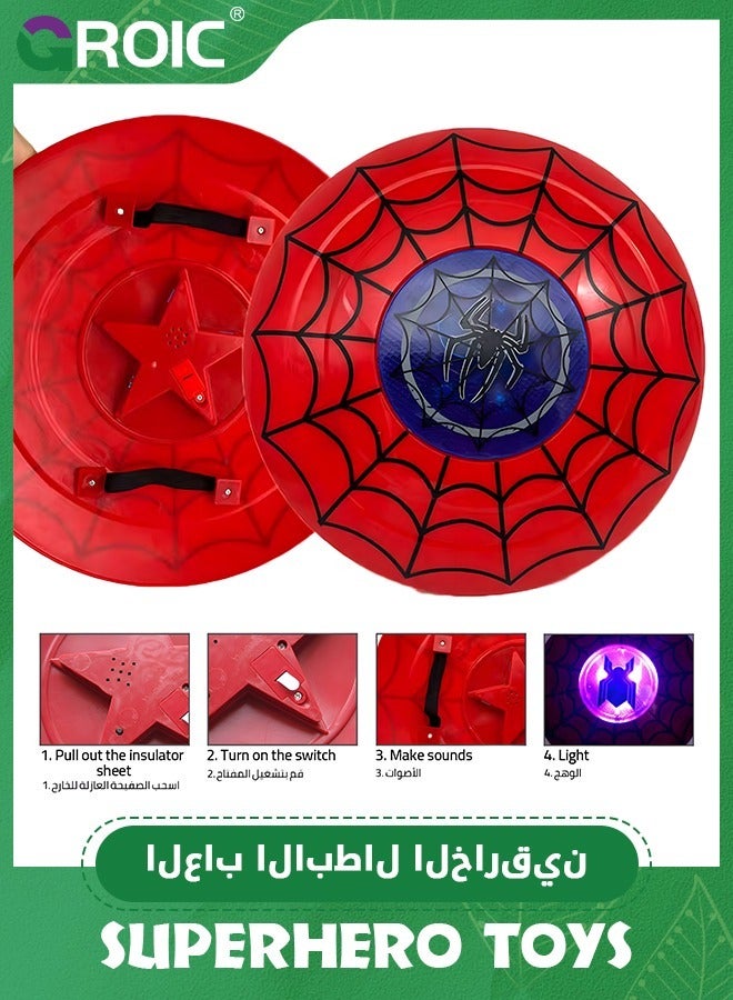 Spiderman Toy Set, Spider-man Capes and Eye Mask Dress Up, Kids Superhero Belt and Wrist Band Set, Comic Action Figures Shield Set, Superhero Costume Role Play Toy, Gift for Boys Girls 3+