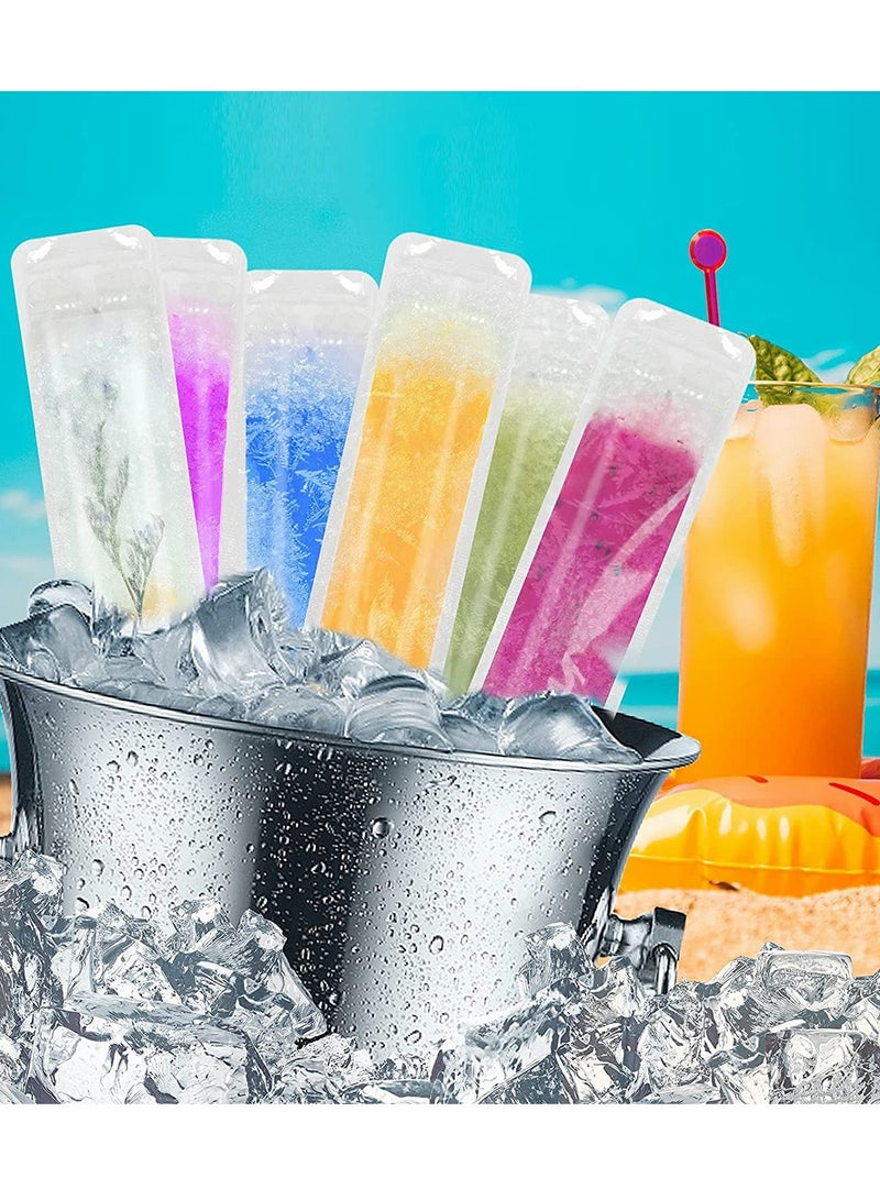 100 Disposable Ice Popsicle Mold Bags with Funnel, for Healthy Snacks, Juice & Fruit Smoothies