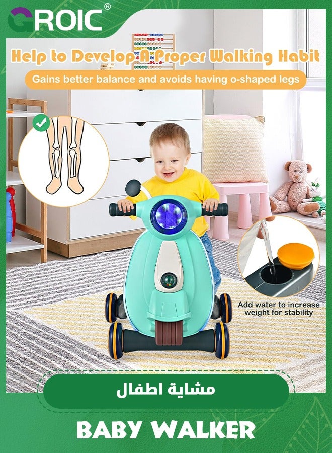 Sit-to-Stand Learning Walker for kids, 2-in-1 Baby Walker, Baby Push Along Walker with Light, Music and Ball, Toddler Walker Educational Toy