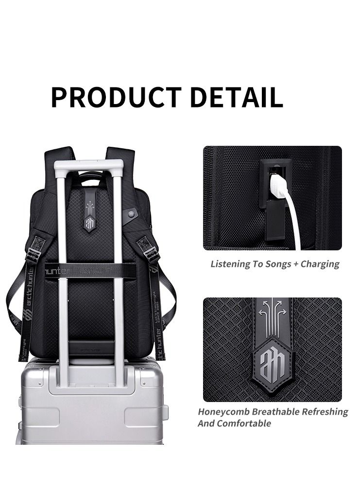 Travel Backpack Large Capacity Laptop Backpack Men and Women Business Travel Bag School Bag Multifunctional B00490 Black