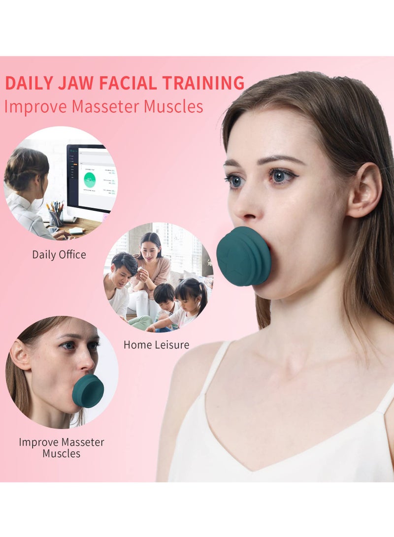 Jawline Exerciser, Face Neck Jaw Toning Double Chin Reducer, Facial Blowing Exercisers Enhance Firming Lifting Jaw Facial V Shape Lines Define Your Jawline (2 Pack) (Green)