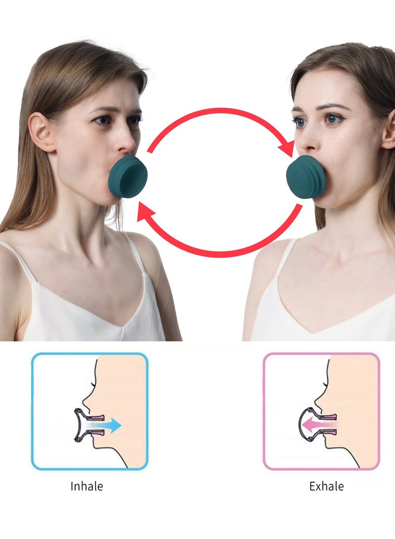 Jawline Exerciser, Face Neck Jaw Toning Double Chin Reducer, Facial Blowing Exercisers Enhance Firming Lifting Jaw Facial V Shape Lines Define Your Jawline (2 Pack) (Green)