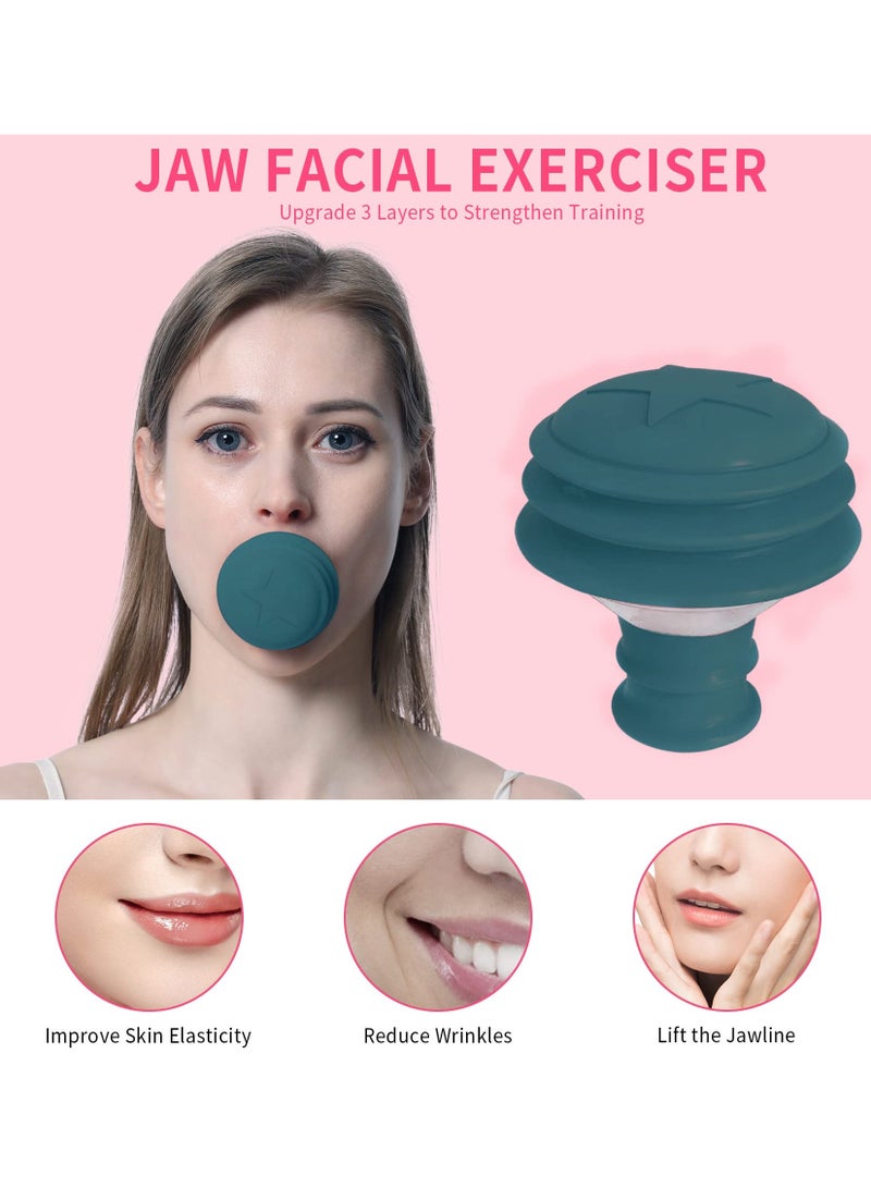 Jawline Exerciser, Face Neck Jaw Toning Double Chin Reducer, Facial Blowing Exercisers Enhance Firming Lifting Jaw Facial V Shape Lines Define Your Jawline (2 Pack) (Green)