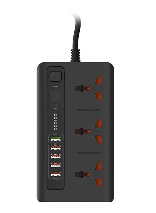 4-Port USB HUB Adapter With Universal Power Socket Black