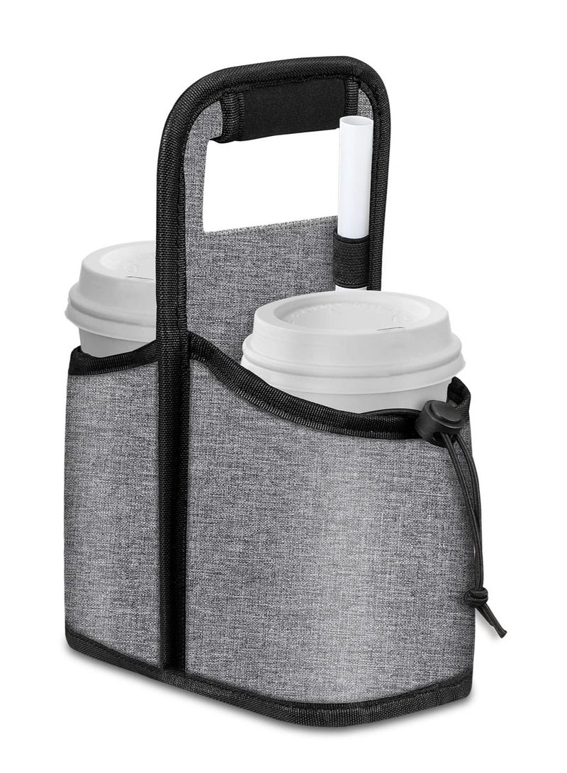 Coffee Cup Carrier Bag Portable and Reusable Collapsible Tote Bag with Organizer Pockets Safely Secures Hot and Cold Beverages Perfect for Food Delivery and Take Out