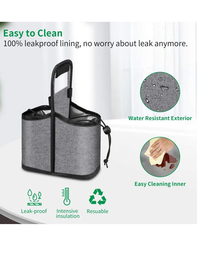 Coffee Cup Carrier Bag Portable and Reusable Collapsible Tote Bag with Organizer Pockets Safely Secures Hot and Cold Beverages Perfect for Food Delivery and Take Out