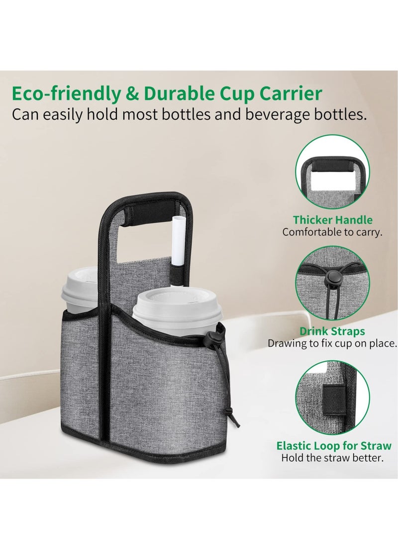 Coffee Cup Carrier Bag Portable and Reusable Collapsible Tote Bag with Organizer Pockets Safely Secures Hot and Cold Beverages Perfect for Food Delivery and Take Out