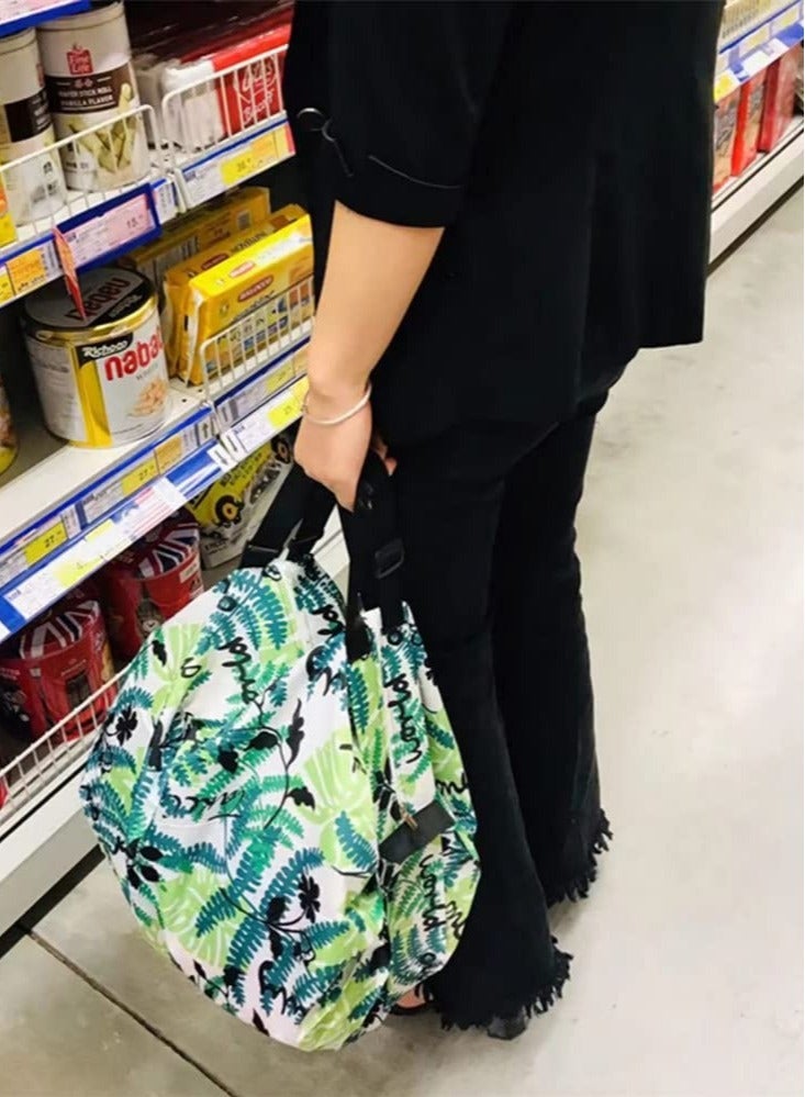 2-Pcs Reusable Recycling Grocery Bags with Handles, Foldable Washable Shopping Bags, Waterproof Large Capacity Shopping Tote Bag