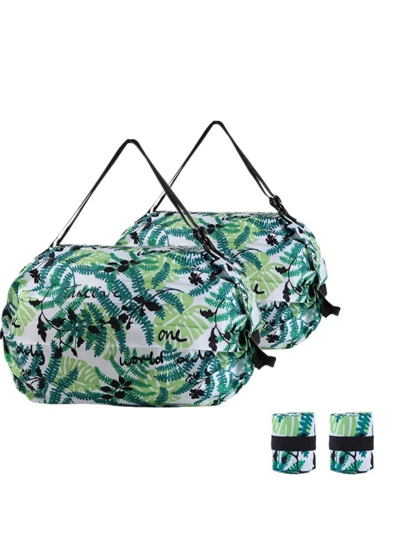 2-Pcs Reusable Recycling Grocery Bags with Handles, Foldable Washable Shopping Bags, Waterproof Large Capacity Shopping Tote Bag