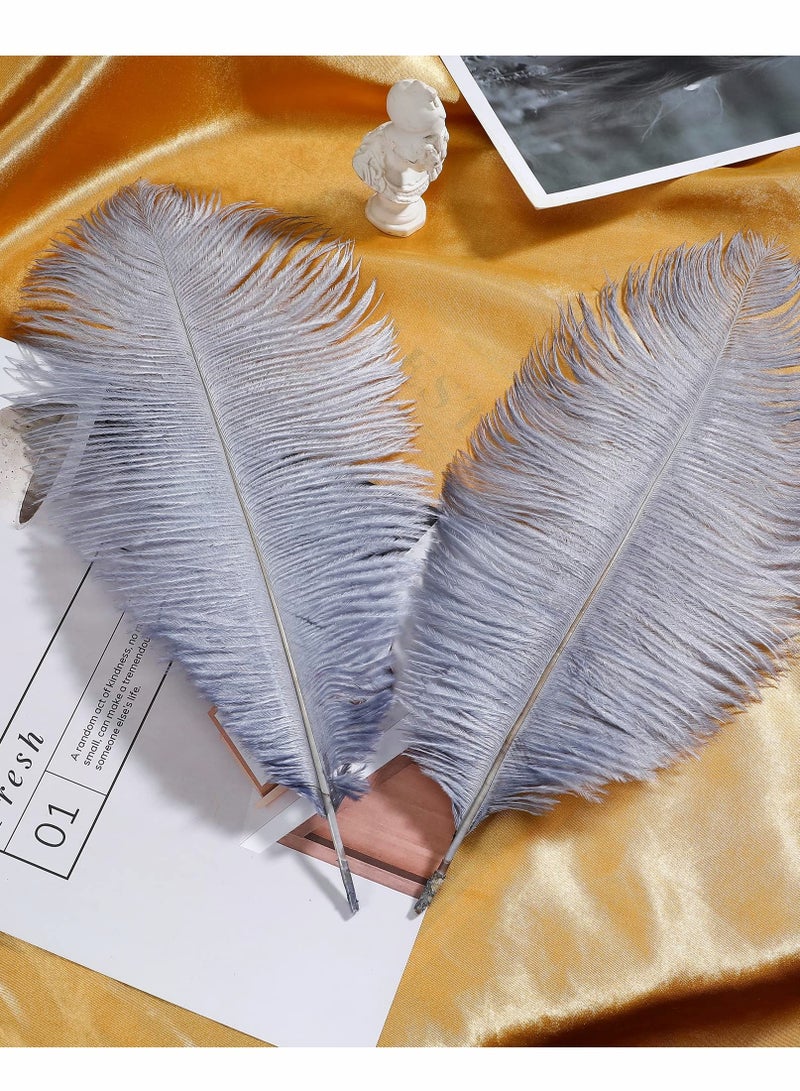 Natural White Ostrich Feathers 10 pcs 30-35 cm for Wedding Party Centerpieces Flower packaging Home Decorations (grey)