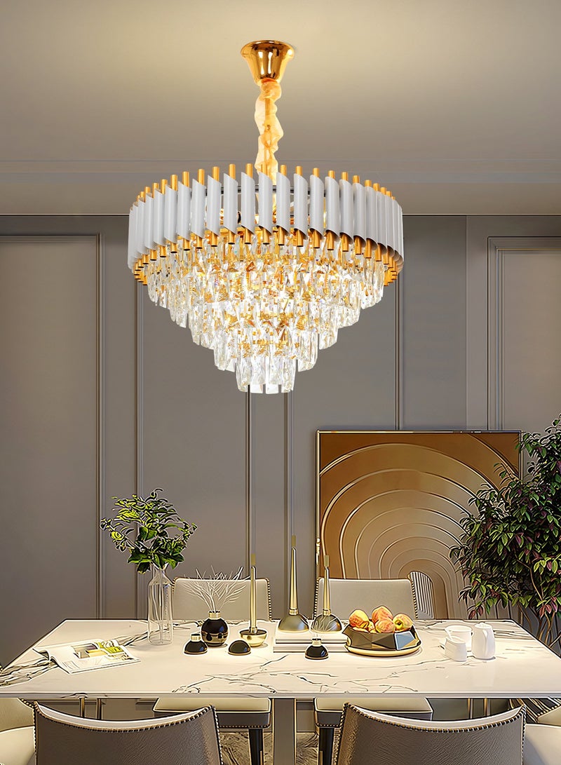 Modern Luxury Crystal Chandelier Living Room,Luxury Gold Dia 60cm Crystal Chandelier Light,11-Bulbs Crystal Chandelier Lamp for Dining Room, Hotel Hall Art Decor (Bulbs Included)