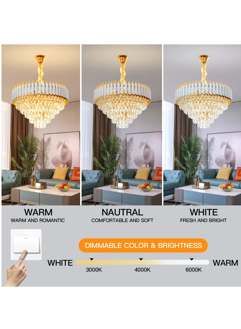 Modern Luxury Crystal Chandelier Living Room,Luxury Gold Dia 60cm Crystal Chandelier Light,11-Bulbs Crystal Chandelier Lamp for Dining Room, Hotel Hall Art Decor (Bulbs Included)