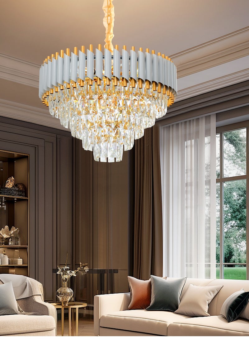 Modern Luxury Crystal Chandelier Living Room,Luxury Gold Dia 60cm Crystal Chandelier Light,11-Bulbs Crystal Chandelier Lamp for Dining Room, Hotel Hall Art Decor (Bulbs Included)