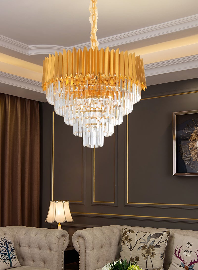 Modern Luxury Gold Crystal Chandelier,5-Tier Pendant Lights Fixture, K9 Crystal Hanging Ceiling Light,11-Bulb Pendant Lights Fixture for Dining Room, Living Room, Bedroom, Coverage Area 15-20㎡