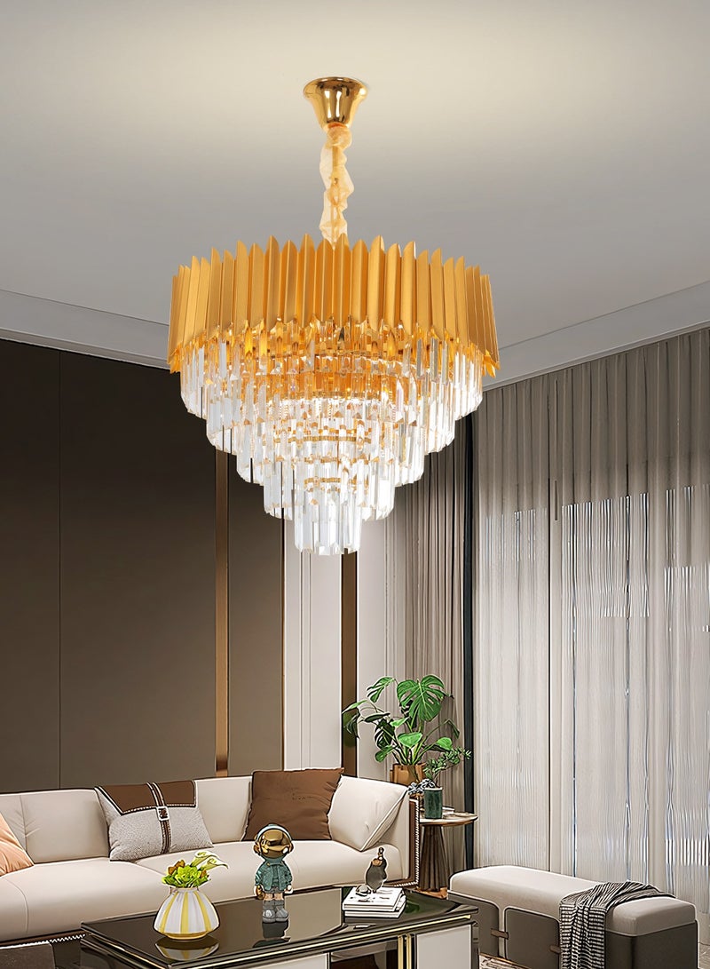 Modern Luxury Gold Crystal Chandelier,5-Tier Pendant Lights Fixture, K9 Crystal Hanging Ceiling Light,11-Bulb Pendant Lights Fixture for Dining Room, Living Room, Bedroom, Coverage Area 15-20㎡