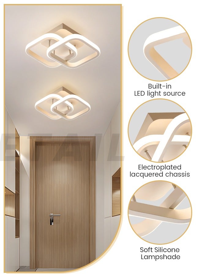 Dimmable LED Ceiling Light Fixture for Modern Home - Square Flush Mount LED Ceiling Lights for Bedroom, Living Room - Adjustable 3 Color Temperature (3000K-6000K) - 20W