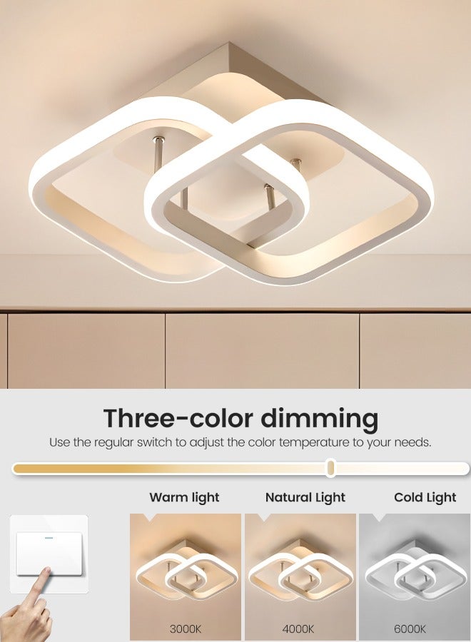 Dimmable LED Ceiling Light Fixture for Modern Home - Square Flush Mount LED Ceiling Lights for Bedroom, Living Room - Adjustable 3 Color Temperature (3000K-6000K) - 20W