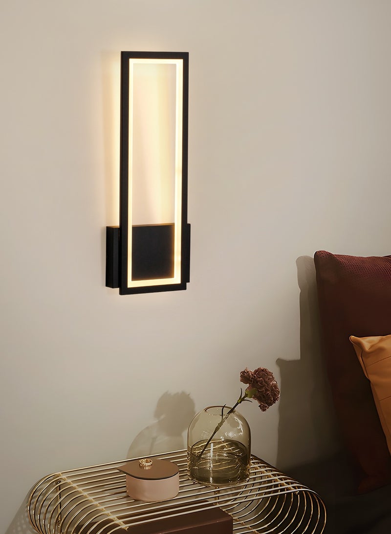 LED Wall Sconces - Modern Wall Lights for Living Room, Bedroom - 3-Color Dimming & 15W Brightness - Easy Install Wall Light Fixtures - Elegant Rectangular Design