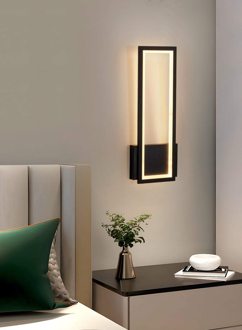 LED Wall Sconces - Modern Wall Lights for Living Room, Bedroom - 3-Color Dimming & 15W Brightness - Easy Install Wall Light Fixtures - Elegant Rectangular Design