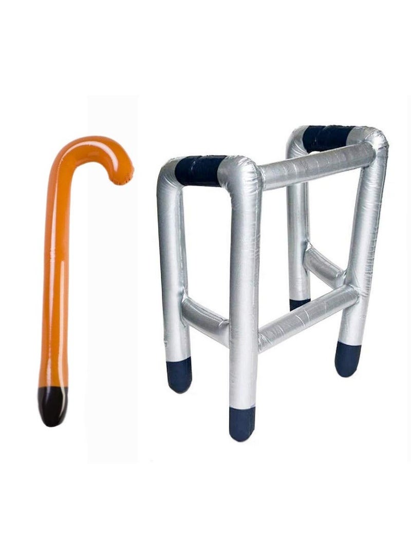 Inflatable Zimmer Frame and Walking Stick, Inflatable Frame and Walking Stick, Party Fun Toy, Blow Up Toy Novelty Gag Joke Dress Up for Adult, Kids, Grandma Fun Fancy Dress Accessories