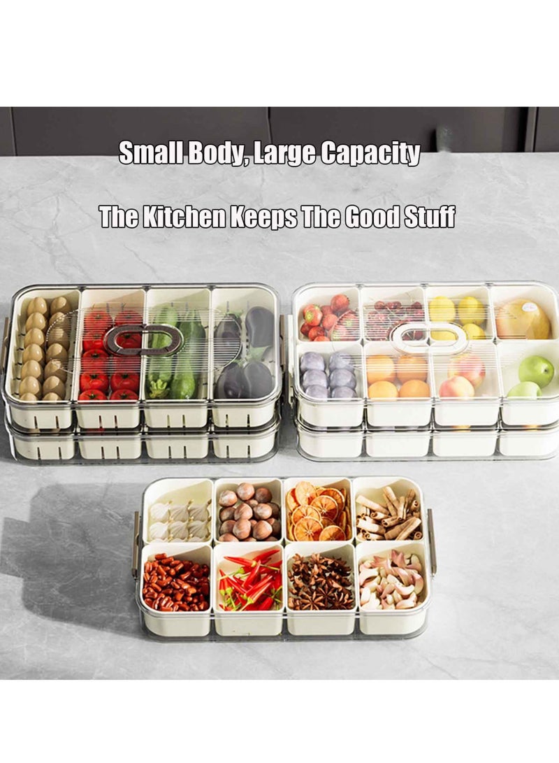 Car Charcuterie Box, 4 lattice Divided Charcuterie Box for Car, Snack Box Container, Car Charcuterie Boxes with Clear Lids and Handle, Food Grade Clear Organizer for Snackle, Candy, Fruits, Nuts