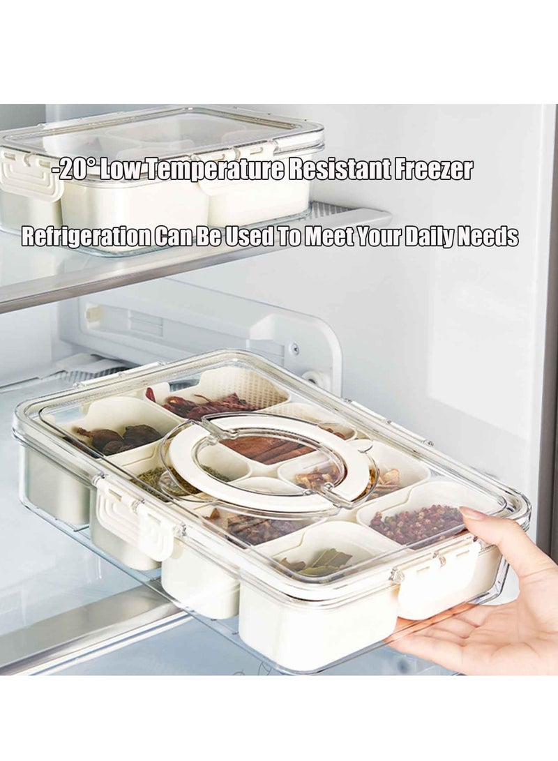 Car Charcuterie Box, 4 lattice Divided Charcuterie Box for Car, Snack Box Container, Car Charcuterie Boxes with Clear Lids and Handle, Food Grade Clear Organizer for Snackle, Candy, Fruits, Nuts