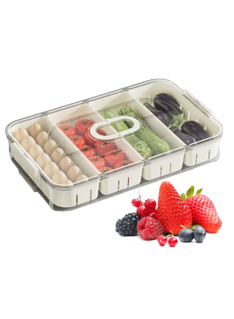 Car Charcuterie Box, 4 lattice Divided Charcuterie Box for Car, Snack Box Container, Car Charcuterie Boxes with Clear Lids and Handle, Food Grade Clear Organizer for Snackle, Candy, Fruits, Nuts