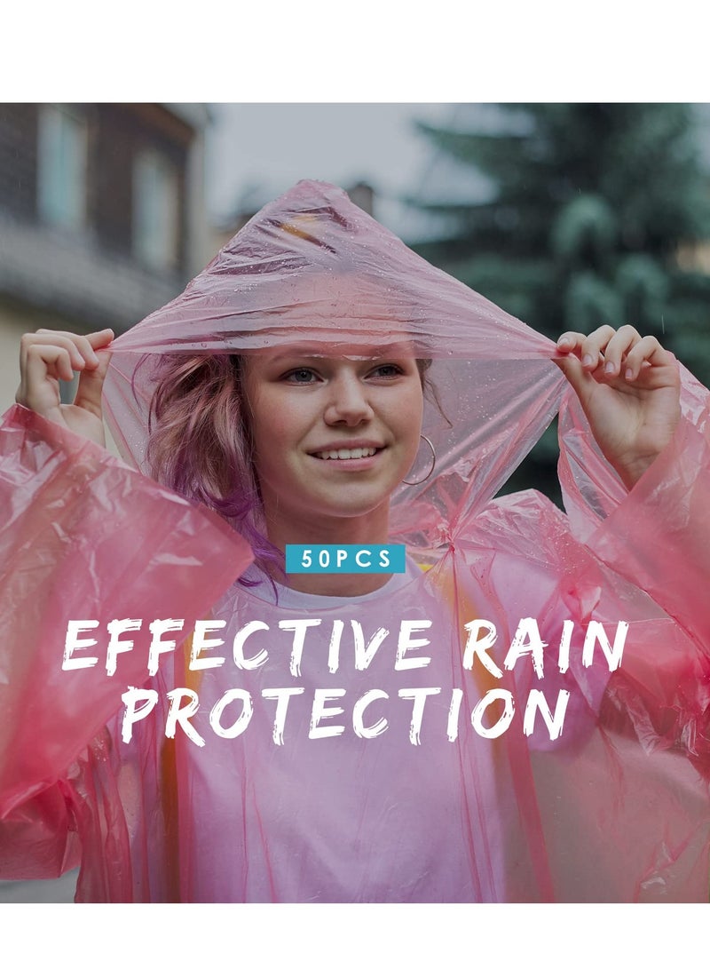 Rain Ponchos for Adults Disposable 36 PCS, 3colors Plastic Raincoats for Men Women, Family Rain Ponchos with Drawstring Hood | Disposable Emergency Ponchos | Perfect for Camping, Hiking  Travel
