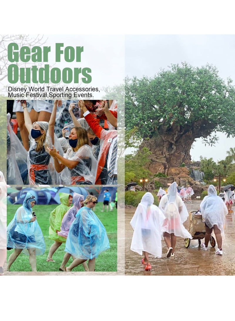 Rain Ponchos for Adults Disposable 36 PCS, 3colors Plastic Raincoats for Men Women, Family Rain Ponchos with Drawstring Hood | Disposable Emergency Ponchos | Perfect for Camping, Hiking  Travel