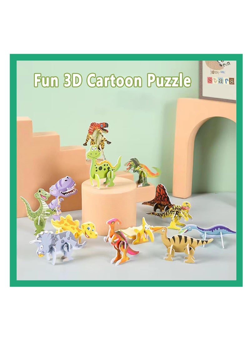 4 Set Educational 3D Cartoon Puzzle, 3D Cartoon Puzzles, Animals, dinosaurs, airplanes, insects 3D puzzles, Good Gifts for Boys & Girls