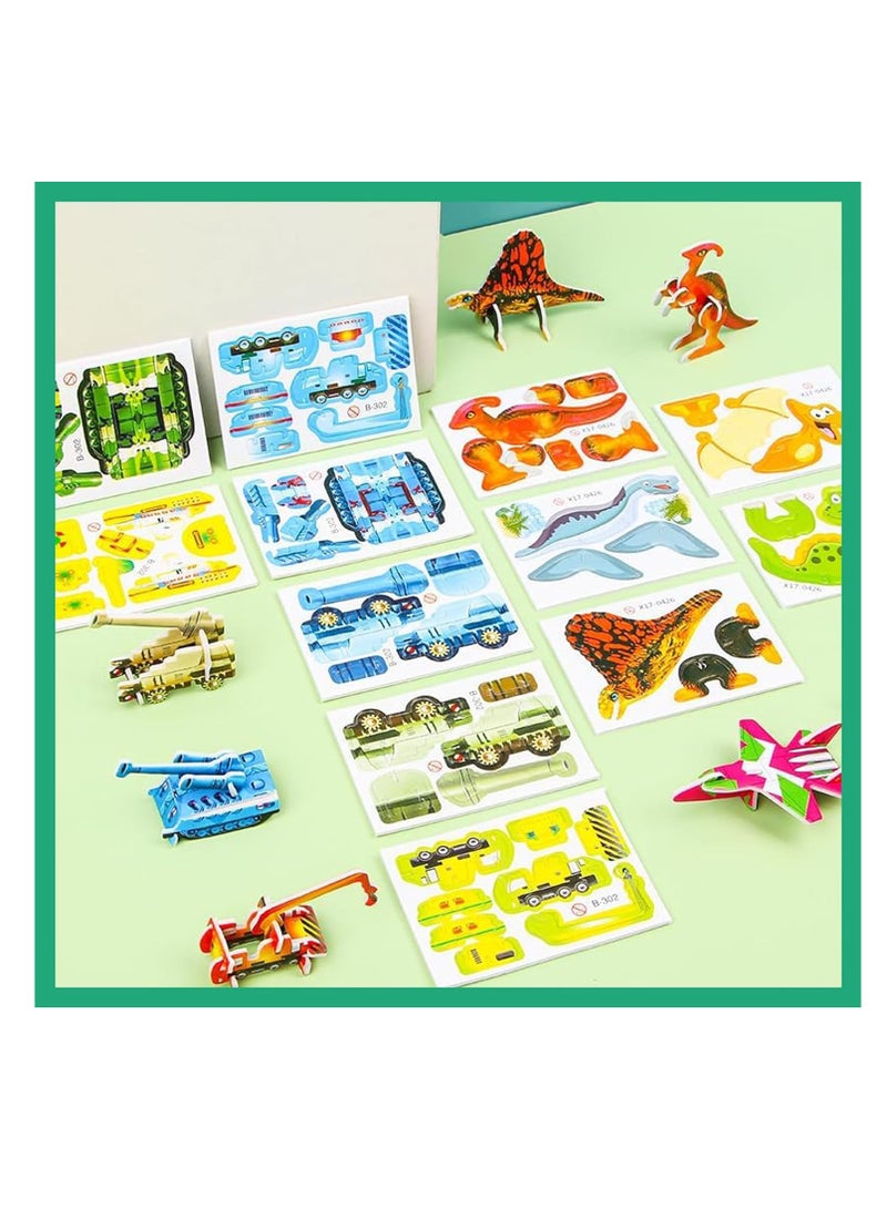 4 Set Educational 3D Cartoon Puzzle, 3D Cartoon Puzzles, Animals, dinosaurs, airplanes, insects 3D puzzles, Good Gifts for Boys & Girls